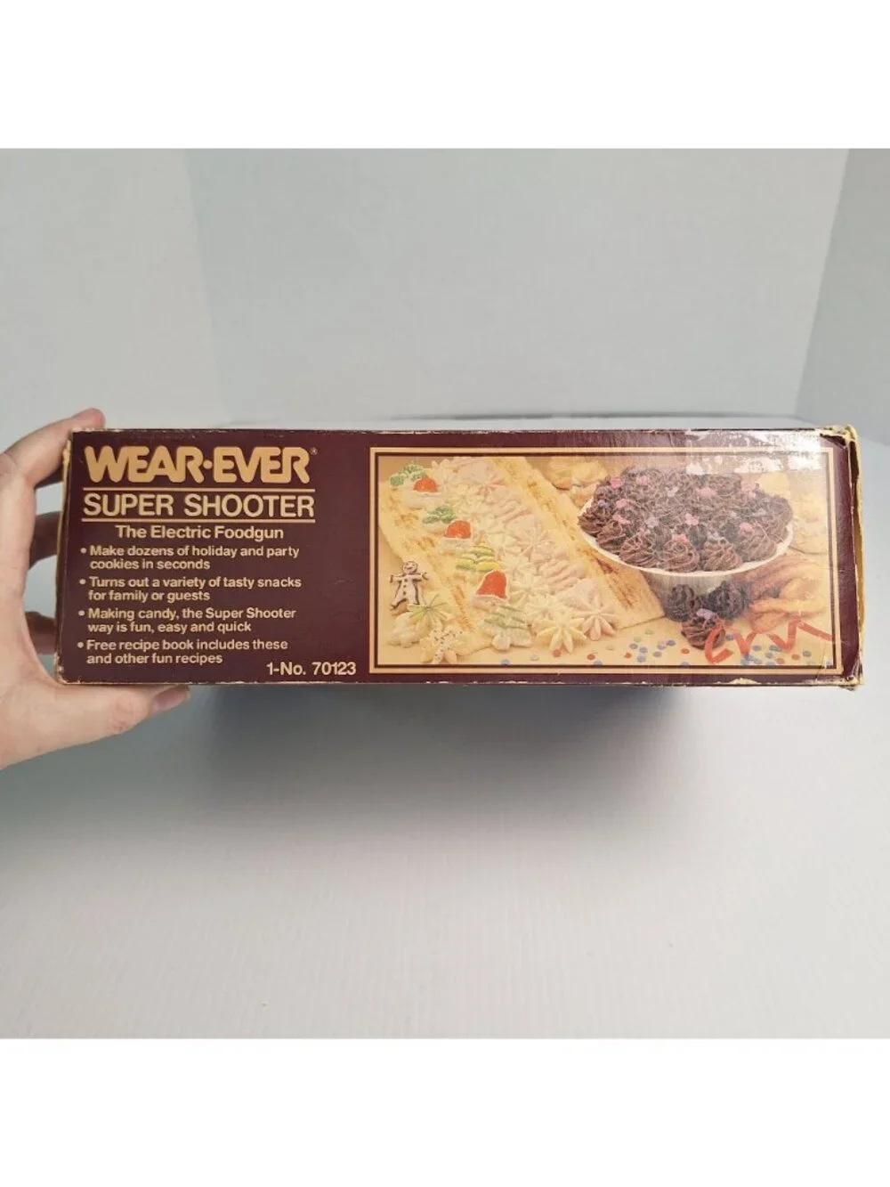 VINTAGE 1970'S WEAR-EVER SUPER SHOOTER ELECTRIC FOODGUN MODEL 70123 ORIGINAL BOX